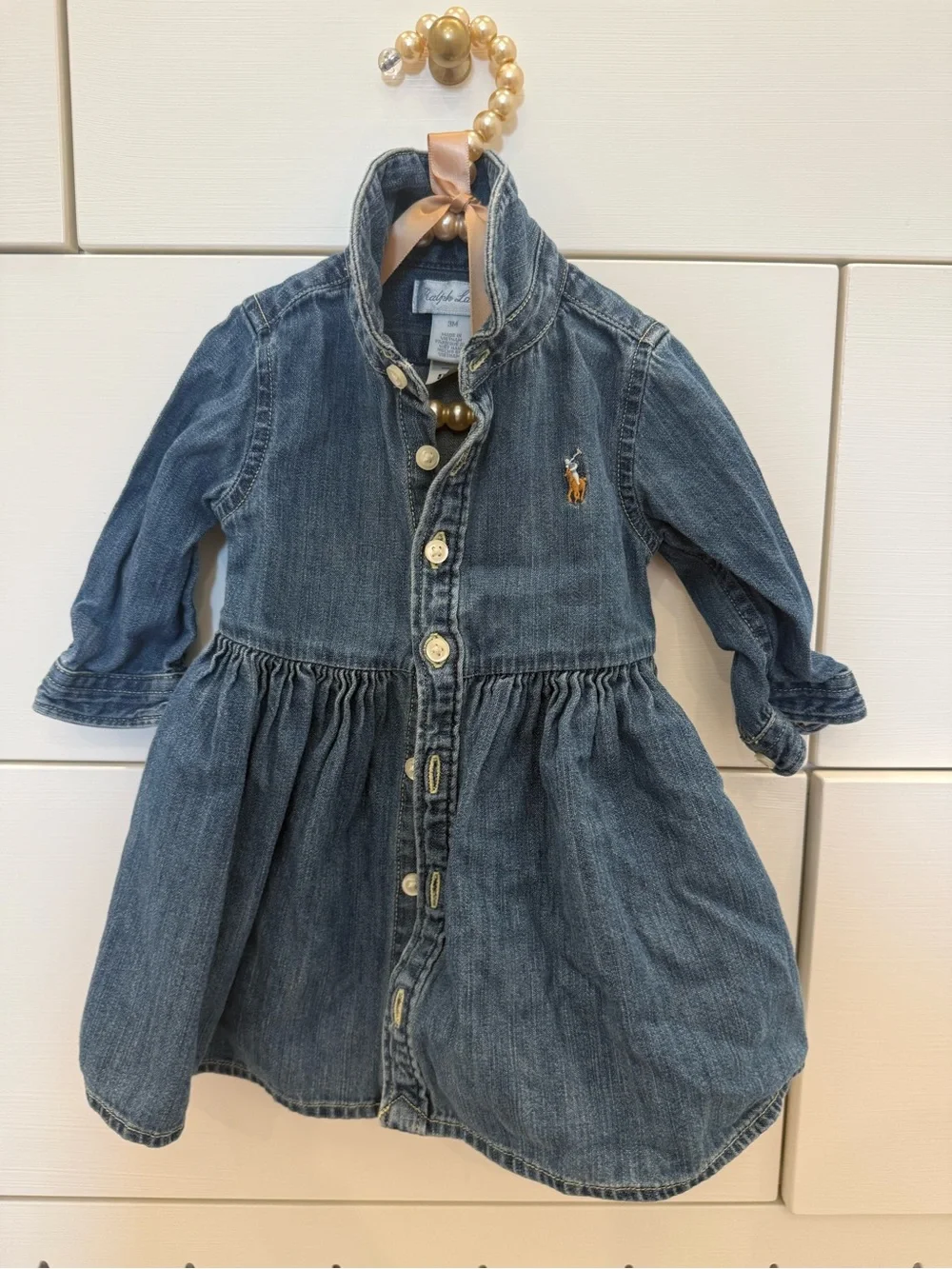 Ralph Lauren Dark Denim Button-Front Dress with Bloomer